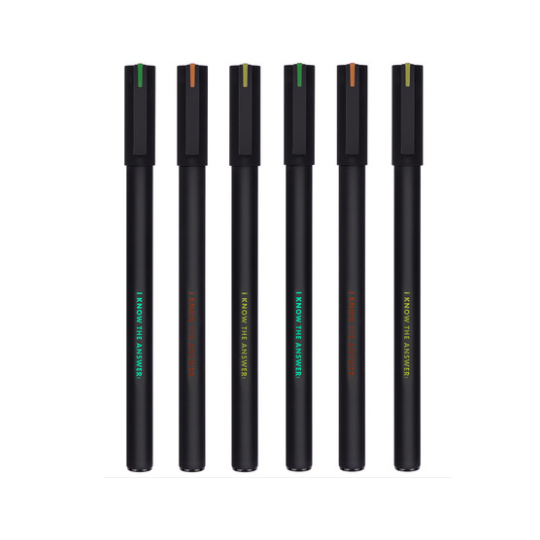 晨光文具中性笔0.5 6支学生考试专用笔碳素黑签字笔全针管水笔芯A1709